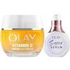 Olay Vitamin C + SPF30 Crema Idratante Da Giorno 50 ML E Super Siero 5 Benefici In 1, 14 ML. Confezione da 2 pezzi. Pelle più uniforme, idratata e luminosa