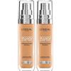 L'Oreal Paris L'Oréal Paris Fondotinta Liquido, Incarnato Uniforme e Illuminato, Finish Naturale, Per Tutti i Tipi di Pelle, Formula con Acido Ialuronico, Accord Parfait, Tonalità: 7R/C Rose Amber (Confezione da 2)