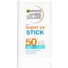 Garnier Stick Protettivo Super UV, Per Tutti i Tipi di Pelle, Protezione SPF50+ dai Raggi UV, Idratazione Fino a 8H, Finish Invisibile, Non Comedogenico, Formula Vegana, Ambre Solaire, 18g