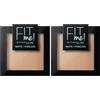 Maybelline Cipria Fit Me Matte&Poreless, Finish Opacizzante e Fissante, Pennello e Specchietto Inclusi, Classic Ivory (120), (Confezione da 2)