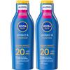 NIVEA SUN Protect & Hydrate SPF 20 200 ml, Crema solare 20 idratante 48h ad assorbimento rapido, Protezione solare 20 resistente all'acqua arricchita con Vitamina C e Acido Ialuronico