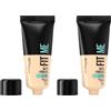 Maybelline New York Fondotinta Fit Me Matte&Poreless, Finish Opacizzante e Fissante, Tonalità: 100 Warm Ivory (Confezione da 2)