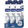 Sanex Men Active Control Deodorante spray per uomo, confezione da 6 x 200 ml, protezione 48 H, antitraspirante, anti irritazione, 0% alcool, combattimento il cattivo odore, lunga durata