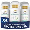 Dove Deodorante Stick Go Fresh Pera e Aloe Vera, Deodorante Antitraspirante, Protezione Fino a 72 Ore, con Pro-Ceramide Technology e Ingredienti Idratanti, Deodorante Uomo e Donna, 6 Pezzi da 50ml