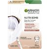 Garnier Maschera di stoffa, maschera viso per pelle secca e stanca, cura intensiva e rivitalizzazione, formula vegana con latte di cocco e acido ialuronico, Nutri Bomb, 28 g