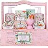 Accentra Set regalo Vintage Florals per bagno e doccia con profumo di rosa selvatica, set regalo da 8 pezzi in cestino decorativo in legno in stile shabby
