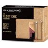 Max Factor, Cofanetto Regalo Donna Teddy Chic, Pochette in morbido tessuto teddy con Rossetto Lipfinity 016 Glowing + Colour Elixir Matita Labbra 5 Brown 'n Nude