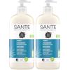 SANTE Naturkosmetik Sapone liquido nutriente, sapone antibatterico per le mani per una pulizia delicata, con aloe vera biologica e limone, dimensioni convenienti, 1 x 500 ml (Confezione da 2)