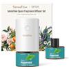 SenseFlow Diffusore di Oli Essenziali SF101 Pro - Ultrasuoni Senza Acqua Profumatore per Ambienti, 100% Vegetale, Aroma 120 Giorni, LED, Ideale per Casa, Hotel e Studi - Menta Piperita