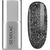 Semilac Smalto UV Top Coat No Wipe T21 Flash ON 7 ml - Top glitterato con effetto flash, particelle d'argento, senza strato di dispersione, per unghie UV e gel