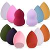 G4GADGET Set di 12 spugne per trucco multicolore, senza lattice, per un'applicazione impeccabile del fondotinta, spugna versatile per trucco bagnato e asciutto, con texture morbida ad alta densità