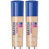 Rimmel London Match Perfection Foundation - Fondotinta Liquido Pelle Perfetta e Levigata No Effetto Maschera a Lunga Tenuta con SPF 20-103 True Ivory - 30 ml (Confezione da 2)