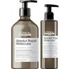 L'Oréal Professionnel Paris L'Oréal Professionnel Kit Shampoo + Balsamo Liquido Ristrutturante, Per Tutti i Tipi di Capelli Danneggiati, Meno Danni e Maggiore Forza, Senza Solfati, Absolut Repair Molecular, 500ml + 250ml