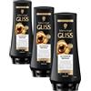 Gliss Schwarzkopf Gliss Ultimate Repair Balsamo Riparatore 200ml, Balsamo con Keratina Liquida ed Estratto di Perla Nera, Trattamento alla Cheratina per capelli danneggiati e secchi (Confezione da 3)