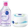 NIVEA Skincare Kit con Acqua Micellare Delicata 400 ml e NIVEA Soft 300 ml crema multiuso viso, corpo e mani, Idratazione corpo 48h e detersione viso, occhi e labbra, Per pelle secca e sensibile