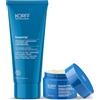 Korff, routine detersione ed esfoliazione, con Essential Latte Viso All in One e Maschera Micropeeling