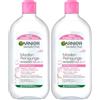 Garnier SkinActive, acqua detergente micellare, per una pulizia delicata e un trucco delicato, tonico viso lenitivo e idratante, 1 x 700 ml (Confezione da 2)
