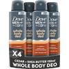 Dove Men+Care Whole Body Deo Deodorante Spray Uomo per Tutto il Corpo Cedar + Shea Butter 150 ml, Deodorante Corpo Multi-Zona con 0% Sali di Alluminio, Protezione Anti-Odore fino a 72 Ore