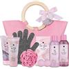 accentra Set da bagno Accentra PINK ROSE in borsa, gel doccia, lozione per il corpo, bagnoschiuma, scrub corpo, sapone, bomba da bagno, spugna e guanto esfoliante, set regalo benessere per donna