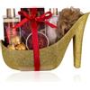 Accentra Set bagno e cura BODY LUXURY in Glitter Décolleté con doccia, lozione corpo, sali da bagno, scrub, bombe da bagno e spugna, regalo di Natale per donne