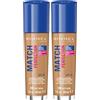 Rimmel London Match Perfection Foundation - Fondotinta Liquido Pelle Perfetta e Levigata a Lunga Tenuta con SPF 20 - Soft Beige - 30 ml (Confezione da 2)