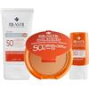 Rilastil D-Clar Treatment, D-Clar Crema Colorata Viso, Azione Uniformante SPF 50+, Base Compatta Bronze SPF50 + Stick Transparente SPF50+ Protezione Solare Viso