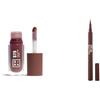 3INA MAKEUP - The Color Lip Oil 575 + The Color Pen Eyeliner 575 - Balsamo Labbra Marrone con Acido Ialuronico + Eyeliner Marrone 10h Lunga Durata - Alta Pigmentazione - Vegan - Cruelty Free