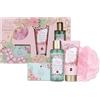 Accentra - Set regalo per donna POSY OF FLOWERS 4 pezzi - Set da bagno regalo con lozione per il corpo, sali da bagno, gel doccia e spugna a rete - Set benessere, ragazze, compleanno, San Valentino