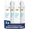 Dove Whole Body Deo Deodorante Spray per Tutto il Corpo Ipoallergenico 150 ml, Deodorante Corpo con 0% Sali di Alluminio, Protezione Anti-Odore 72 Ore, Formula Delicata, Dermatologicamente Testato