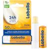 Beiersdorf Labello Sun Protect SPF 50, cura delle labbra impermeabile ad alta protezione solare, cura delle labbra senza olio minerale con burro di karitè, vitamine e oli naturali (4,8 g)