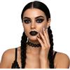 FIESTAS GUIRCA | Unghie Finte Gothic Girl con Colla - Accessorio di Trucco per Feste di Halloween e Carnevale - Ideale per Donna Adulta - Nero e Bianco
