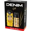 Denim - Regalo Uomo, Docciaschiuma 250 ml e Deodorante Spray 150 ml, Fragranza Gold, Azione Detox e Purificante