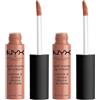 NYX Professional Makeup Soft Matte Lip Cream, Finish matte e cremoso, Colore extra-pigmentato, Long Lasting, Tonalità: Abu Dhabi (Confezione da 2)