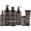 Kerargan - Kit Completo Anti-Caduta all'Olio di Ricino Per Capelli Secchi, Fragili - Favorisce la Crescita - Senza Solfati, Parabeni, Siliconi - 3x500ml + 100ml + 350ml + 250ml