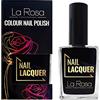 La Rosa Productos Profesionales LaRosa Smalto per unghie - Colore energetico con copertura adeguata - Formula durevole - Buona consistenza - Facile applicazione con pennello ben sagomato - Nero 15 ml