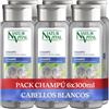 NaturVital - Confezione da 6 shampoo Silver, senza parabeni, naturale, capelli bianchi e grigi, matizzatore di capelli grigi, pigmento blu, per uominie donna, 6 x 300 ml