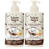TULIPAN NEGRO Tulipano Nero Lozione Corpo con dosatore Coco Pure White, massima idratazione 400 ml, intensamente profumato e per tutti i tipi di pelle (Confezione da 2)