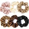 Elalove Confezione da 6 elastici per capelli in seta per donne, morbidi elastici chignon, fasce per capelli da 10 cm in 6 colori (marrone, rosa, beige, bordeaux, nero, grigio), delicati sui capelli