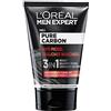 L'Oréal Paris men expert L'Oréal Men Expert Gel detergente viso anti brufoli pulizia viso maschile con minerale vulcanico e vitamina B3, puro carbone, 1 x 100 ml