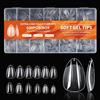 Elalove 600 Pezzi Unghie Finte Corte in Gel a Forma Ballerina con Dual Form 12 Taglie per Ricostruzione Tip Trasparenti Press On e Accessori per Manicure (Amande 600PCS, Translucide)