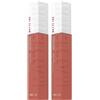 Maybelline New York Rossetto Matte SuperStay Matte Ink, Tinta Labbra a Lunga Tenuta, Colore Intenso e Vibrante, No Transfer, Seductress (65), 5 ml (Confezione da 2)