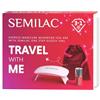 Semilac Travel With Me Set di smalto UV - 6 W lampada UV/LED, One Step 3 in 1 Glossy Dark Red, Cleaner, bastoncini di legno e sacchetto di velluto