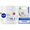 Labello NIVEA Skincare Kit con Repair & Care Urea Crema Corpo, Viso e Mani 400 ml e Labello Med Repair SPF 15 Lip Balm 4.8 g, Crema corpo idratante 72h e balsamo labbra riparatore, Pelle secca e screpolata