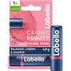 Labello Caring Beauty Lip & Cheek Nude Pink 4.8 g, Burrocacao labbra e guance con una nota di colore rosato, Balsamo labbra colorato e blush stick 2 in 1, Lip balm idratante con protezione SPF 30