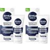 NIVEA MEN Sensitive Crema Idratante 75 ml, Crema viso uomo per un sollievo immediato dalle irritazioni, Formula idratante 24h senza profumo per pelli sensibili (Confezione da 2)