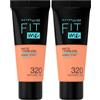 Maybelline New York Fondotinta Fit Me Matte&Poreless, Finish Opacizzante e Fissante, Tonalità: 320 Natural Tan (Confezione da 2)