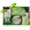 Accentra - Set doccia da donna in bella confezione regalo - Set di 4 pezzi con gel doccia, lozione per il corpo, burro per il corpo e spugna a rete - Set regalo per il compleanno