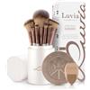 Luvia Cosmetics Pennelli Make Up Professionali Set Prime Vegan Pro, 12 Pennelli Da Trucco Con Contenitore Per Pennelli, Spugna E Tappetino Per La Pulizia Per Pennelli, Madreperla/Caffè