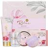accentra Set da bagno e cura RELAX in bella confezione regalo, 5 pezzi Wellness - Set regalo per donne include burro per il corpo, sapone, crema per le mani, bomba da bagno e candela profumata