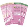 Garnier Maschera per panno, maschera viso per pelle pallida, bagliore e idratante, con acido ialuronico e sakura, Hydra Bomb, 5 x 28 g